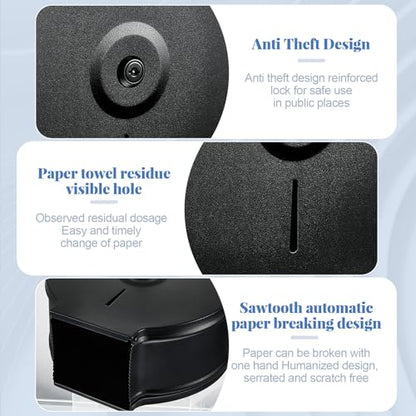 Mifoci 2 Pcs Industrial Toilet Paper Holder Commercial Roll Dispenser Wall Mount Stainless Steel Jumbo Tissue Dispenser Fits 9" Roll Toilet Paper for Office Home Public Places (Black) - color: Black