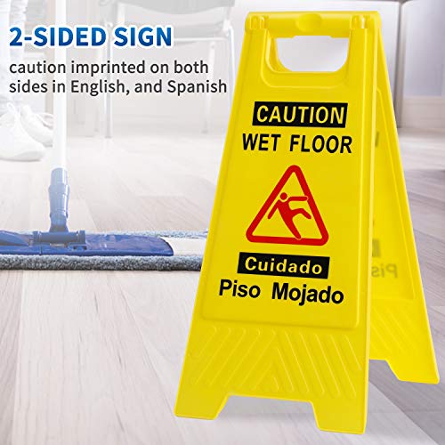 CERLMLAND wet floor signs 4 piece double-sided sign clear identification - size: 4-Pack