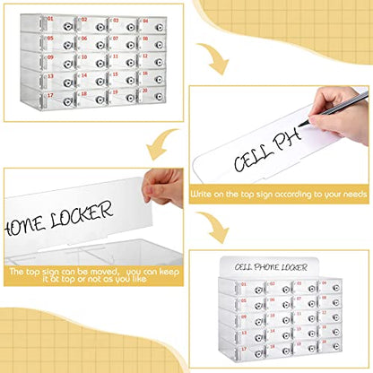 Threan 20 Slot Cell Phone Storage Box, Acrylic Clear Cell Phone Storage Cabinet Wall Mounted with Door, Locks and Keys for Office School Factory - size: 20 Slot
