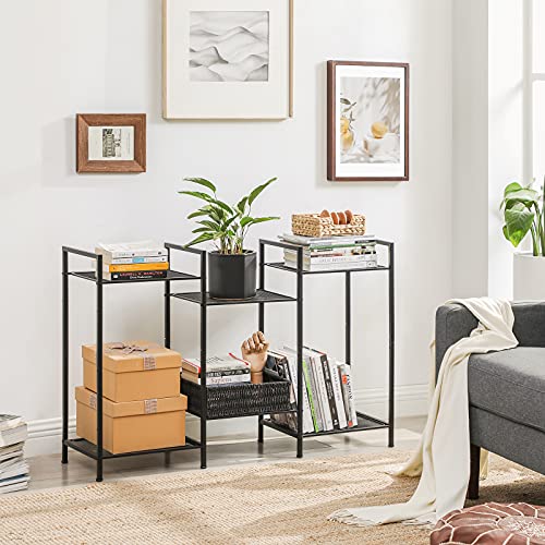 SONGMICS 3-Tier Storage Rack, Bathroom Shelf, Extendable Plant Stand - color: Black, size: 3 Tiers