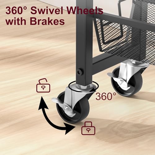 Slim Rolling Cart, 4-Tier Storage Cart, 9.1inch Narrow Kitchen Rolling Cart on Wheels for Small Space, Utility Cart Shelving Unit with Wooden Top and Metal Handle for Kitchen, Bathroom, Laundry Room - size: 4 Tiers (9.1"D x 30.3"H)