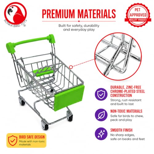 Bonka Bird Toys 2297 Mini Shopping Cart Steel Bird Toy for Small Birds - color: Red