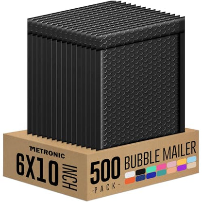 Metronic Bubble Mailer 6X10 Inch Black 500 Pack,Waterproof Padded Envelopes,Self-Seal Small Bubble Mailers Cushioning Bubble Envelopes for Shipping,Jewelry Makeup Supplies, Packaging Bulk - color: Black, size: 6X10" 500PC