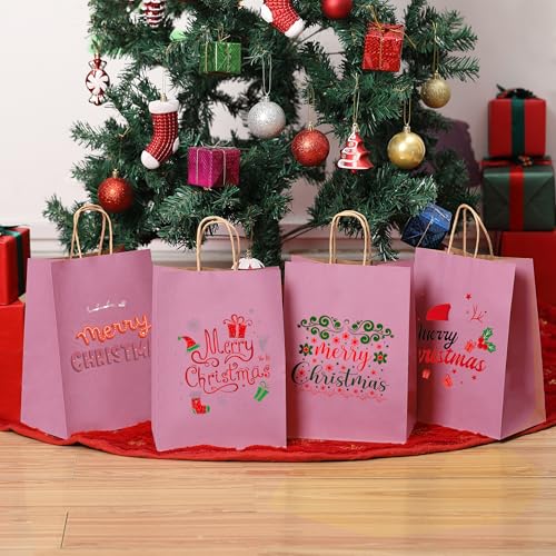 Mr. Pen- Paper Gift Bags with Handles, 60 Pack, 7.6" x 4.7" x 10.6" - color: Light Pink, size: 60 Pack