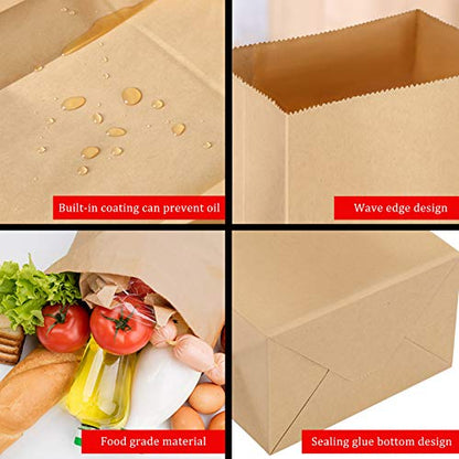 Paper Lunch Bags 100 Count 8LB Brown Sack Bulk Strong for Small Business - size: 100 COUNT