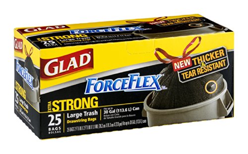Glad ForceFlex Heavy Duty Large Trash Bags, Hold 80+ lb, 30 Gal, 25 Ct (Package May Vary) (Pack of 6) - size: 2 Count (Pack of 25)