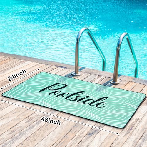 Tinideya Pool Deck Mats Non Slip Rubber with Drainage,Teal,23.62" X 47.24" - color: Teal, size: 2' x 4' (Rectangular)