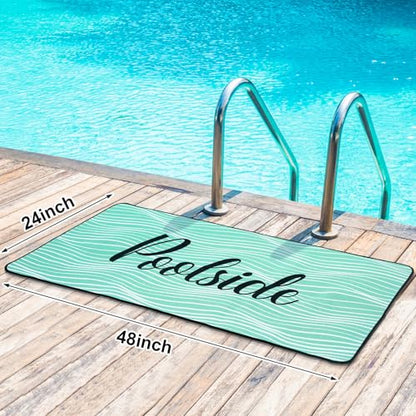 Tinideya Pool Deck Mats Non Slip Rubber with Drainage,Teal,23.62" X 47.24" - color: Teal, size: 2' x 4' (Rectangular)