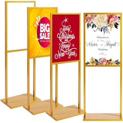 Blulu 4 Pcs Sign Stand Holder for Wedding, 19.6"x 27.5", Gold - color: Gold