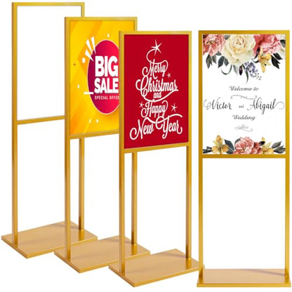 Blulu 4 Pcs Sign Stand Holder for Wedding, 19.6"x 27.5", Gold - color: Gold