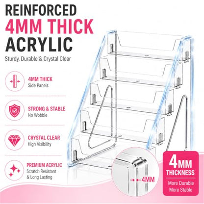 Acrylic 5-Tier Card Display Stand for Greeting, Sports & Trading Cards