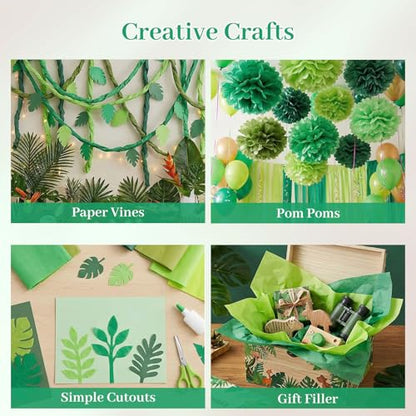 Koogel 330 Sheets Green Tissue Paper, 5 Shades, 14 X 10 inches - color: Assorted Green