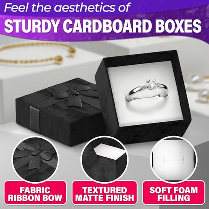 KETAR 24 Pcs Ring Boxes Bulk, 1.57"x1.57", Cardboard, Foam Insert (Black) - color: Black