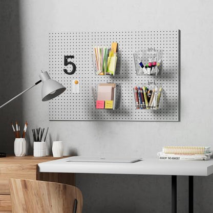 Clear Large Pegboard Cups, 6Pack Peg Board Square Storage Bins With Hooks - color: Clear