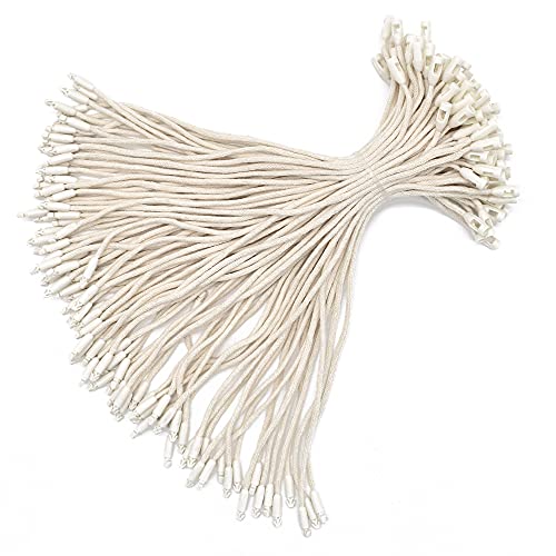 7.7" 500 Pcs Cotton Hang Tag String Fasteners for Gifts Luggage Label Attachment Clothing - color: Beige