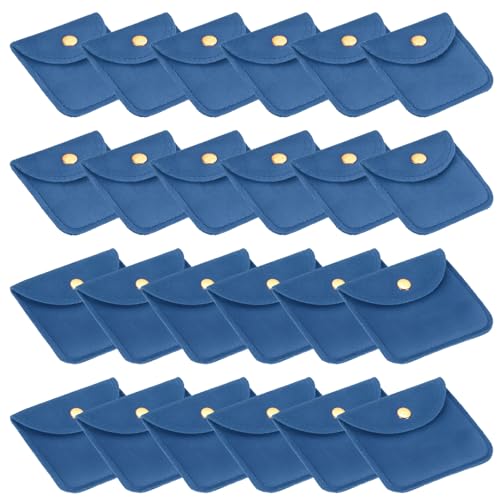 PATIKIL Velvet Jewelry Pouches, 24 Pcs Jewelry Packaging Gift Bags with Snap Button for Bracelet Rings Watch Necklace, (2"x2"/3"x3") Dark Blue - color: Dark Blue