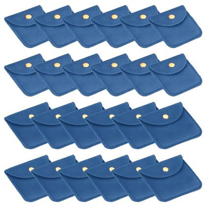 PATIKIL Velvet Jewelry Pouches, 24 Pcs Jewelry Packaging Gift Bags with Snap Button for Bracelet Rings Watch Necklace, (2"x2"/3"x3") Dark Blue - color: Dark Blue