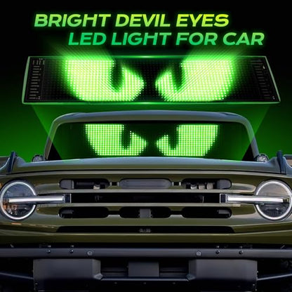KJOY 2PCS Devil Eyes LED Light for Cars, 15''x4''Flexible Scrolling LED Display for Car Window,Bluetooth App Control,Dynamic Personalized Big Eye Lights for Car Windshield - size: 14.6"x3.6"-2PCS