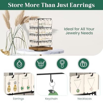 EsLuker.ly Rotating Earring Display Holder Stand for Vendors Selling, Brown - color: Brown+Black