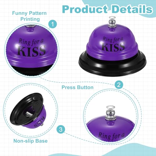 PATIKIL Desk Bell, 3.3" Service Call Bell Ringing, KISS, Purple - color: Purple(kiss)