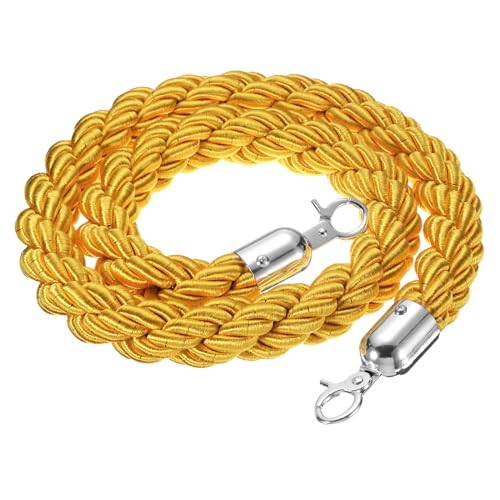PATIKIL Stanchion Rope, 1.2m/3.9Ft Barrier Rope Twisted Post Ropes for Posts Stands Queue Divider Crowd Control of Hotel, Yellow Silver - color: Yellow, Silver, size: 3.9Ft