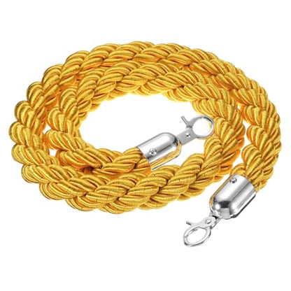 PATIKIL Stanchion Rope, 1.2m/3.9Ft Barrier Rope Twisted Post Ropes for Posts Stands Queue Divider Crowd Control of Hotel, Yellow Silver - color: Yellow, Silver, size: 3.9Ft
