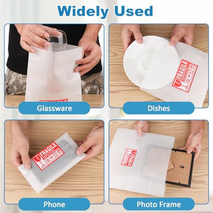 560 Pcs Packing Foam Pouches Kit with Fragile Label Sheet 4 Sizes Cushion Wrap Material for Transportation Moving Supplies Kitchen Dish Plate Glasses Cup(14 x 14'',12 x 12'',12 x 7.5'',7.5 x 7.5 inch)