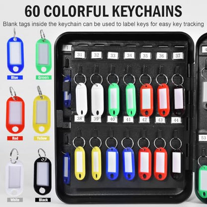 60 Steel Key Box Wall Mount, Black Key Cabinet with Combination Lock - size: 60 Keys