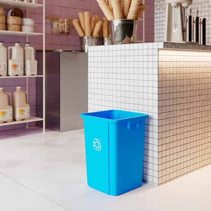 19 Gallon Blue Square Commercial Trash Garbage Can | Outdoor Office Restaurant School Kitchen - color: Blue, size: 19 Gallon, style: Trash Can