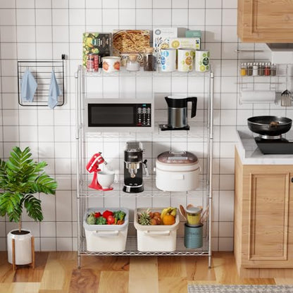 4-Tier Wire Shelving Unit, 800 lb, 53.7 x 13.4 x 35 in, Chrome - color: Chrome, size: 4-Tier, 53.7"H × 35"W × 13.4"D