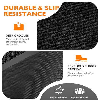 koloko 2ft x 9ft Durable Dirt Trapper Front Door Mat Outside Entrance - color: Black Stripe, size: 2 FT x 9 FT