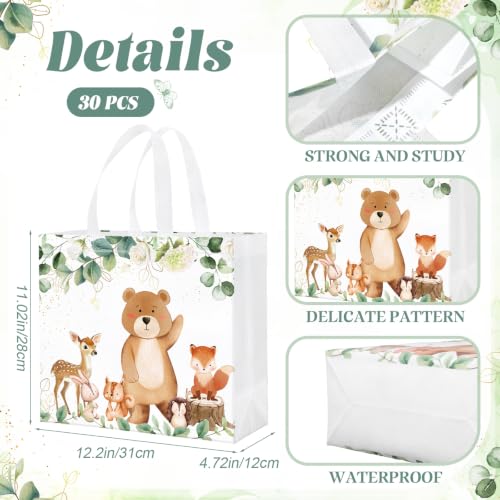 Abbylike 30 Pcs Thank You Gift Bags Woodland Animal Reusable Bag Sage Green - style: Woodland Animal