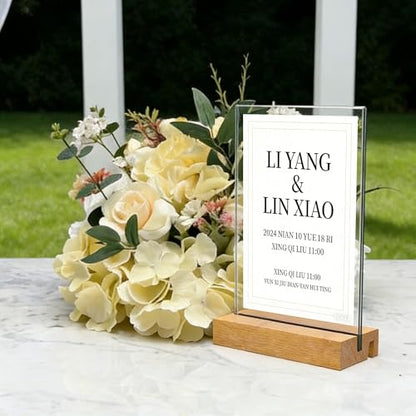 Acrylic Sign Holder with Wood Base 8.5x11 Inch Vertical and Slant Displays (2 Pack 8.5*11") - size: 2 Pack 8.5*11"