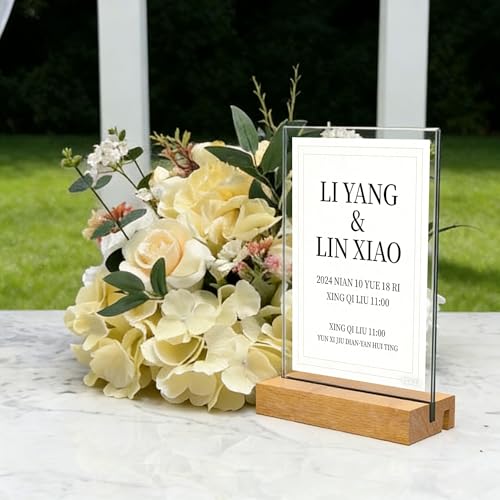 Acrylic Sign Holder with Wood Base 8.5x11 Inch Vertical and Slant Displays (5 Pack 8.5*11") - size: 5 Pack 8.5*11"