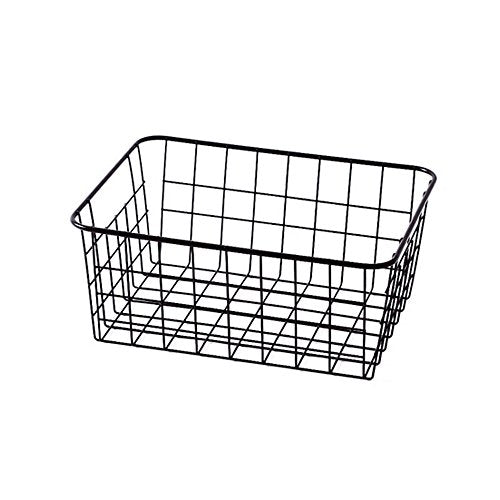 Sturdy Small Wire Storage Basket with Kitchen Food Pantry Papers Home Office Desk Shelf Bathroom Laundry Room Shelf Bedroom Bed Room - color: 1PC-Black
