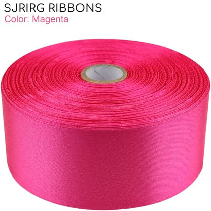 1-1/2 Inch Magenta Satin Ribbon 50 Yards Single Face Polyester - color: Magenta, size: 1-1/2 inch