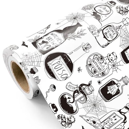 WRAPAHOLIC Witch Halloween Wrapping Paper - Mini Roll - 17 Inch x 16.5 Feet - Spell Potion Wrapping Paper for Halloween Deco, Birthday Gift Wrap - color: Halloween Potion