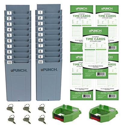 uPunch HN3500 Advanced Time Clock Bundle for Small Business: Complete Employee Time Tracking System with 100 Time Cards, 2 Racks, 2 Ribbons, and 6 Keys - style: HN3500 Bundle