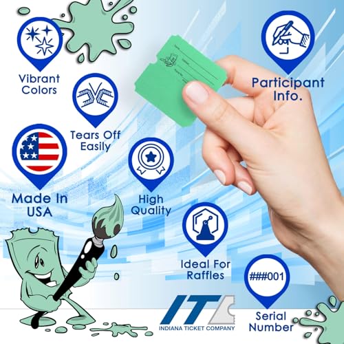 Raffle Tickets Roll, Green, 10,000 Consecutively Numbered - color: C - Green, size: 10,000