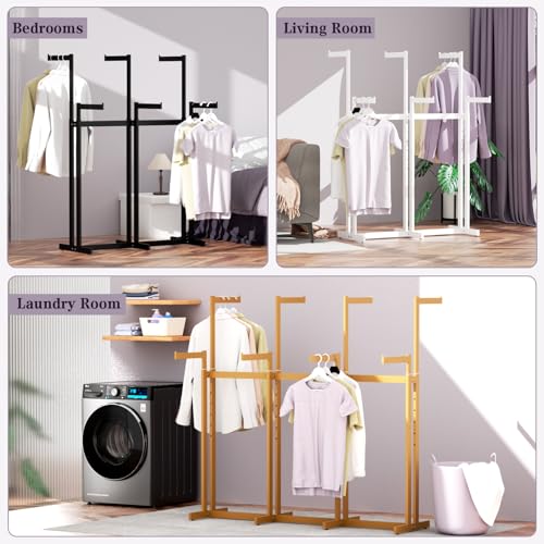 Retail Clothing Rack - for Hanging Clothes - Rolling Metal Garment Racks Heavy Duty, Gold Commercial Clothing Display Rack with Wheels, Tall Sturdy Stand Clothing Racking (8 Arm,Gold) - color: Gold, size: 8Arm