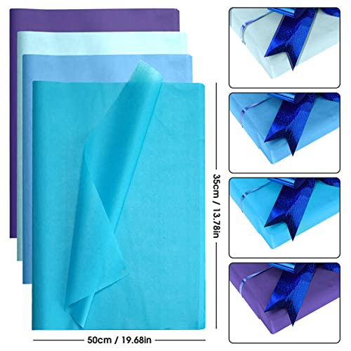 Fuutreo 300 Sheet Kraft Tissue Paper Bulk 14x20'' Wrapping, Blue Series - color: Blue Series