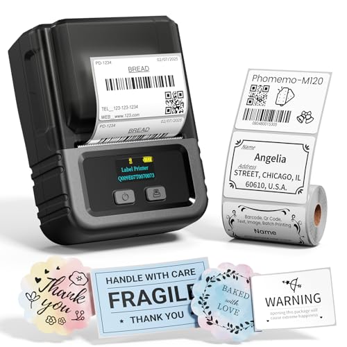 Phomemo M120 Bluetooth Label Maker, Thermal Barcode Printer with App - color: Black