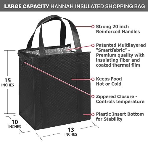 Mediz Hannah Smart Large Capacity Heavy Duty Insulated Shopping Bag - color: Black