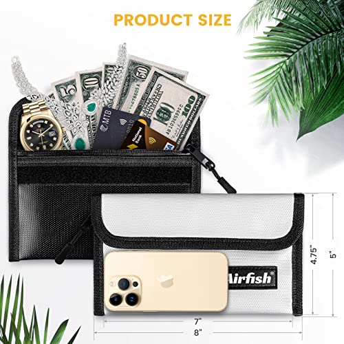 Fireproof Wallet, 5 x 8 inches, Waterproof Cash Bag with Zipper, Small Fireproof Cash Bag for Valuables - color: Silver, size: 4 Pack