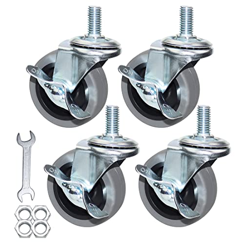 Caster Wheels, Heavy Duty Casters Threaded Stem Casters No Noise Swivel Casters Set of 4 Locking Castor Wheels for Funiture, Workbench, Carts (3 Inch, American Size 1/2''-13×25mm) - style: 1/2''-13×25mm