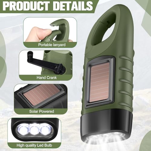 Mudder 6 Pack Hand Crank Flashlights Solar Powered Flashlight, Green,Black - color: Green,Black