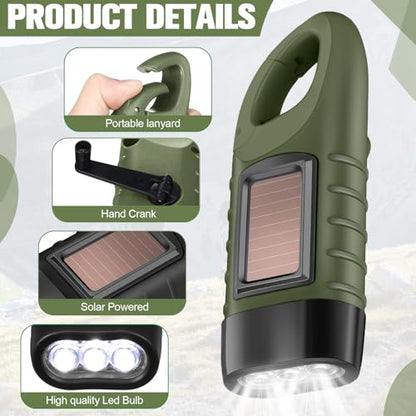 Mudder 6 Pack Hand Crank Flashlights Solar Powered Flashlight, Green,Black - color: Green,Black