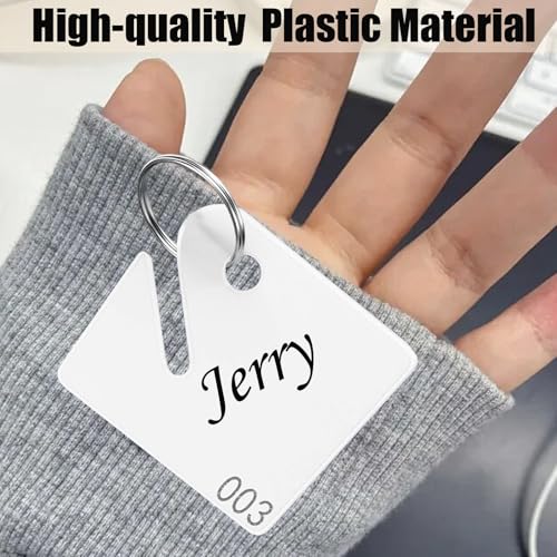 100 Pcs Key Tags Plastic Slotted Tags with Ring, Tags with Number(1-100)