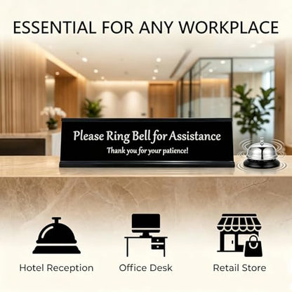 Please Ring Bell for Assistance Sign, Please Ring Bell for Assistance Dsek Sign for Business Home Door Wall Window Office Entrance,Aluminum-8 x 2.3 inches