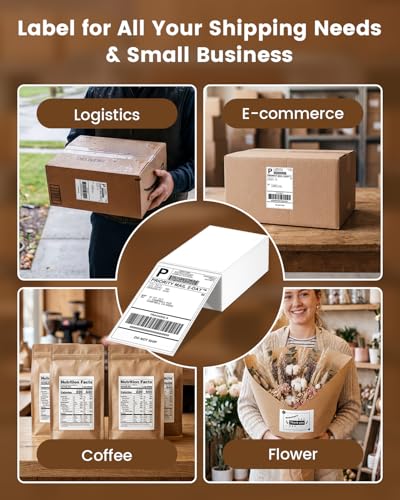 Phomemo 4x6 Thermal Shipping Label, Commercial Grade, 250 Sheets/Stack - color: White-250